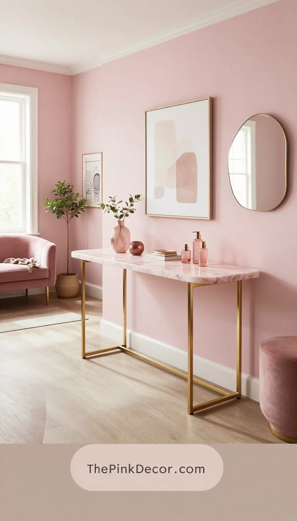 Complete Entryway with pink decor elements