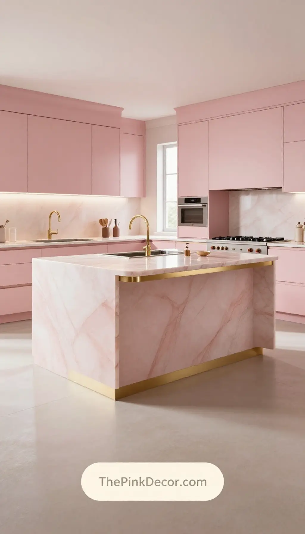 Complete Kitchen with pink decor elements