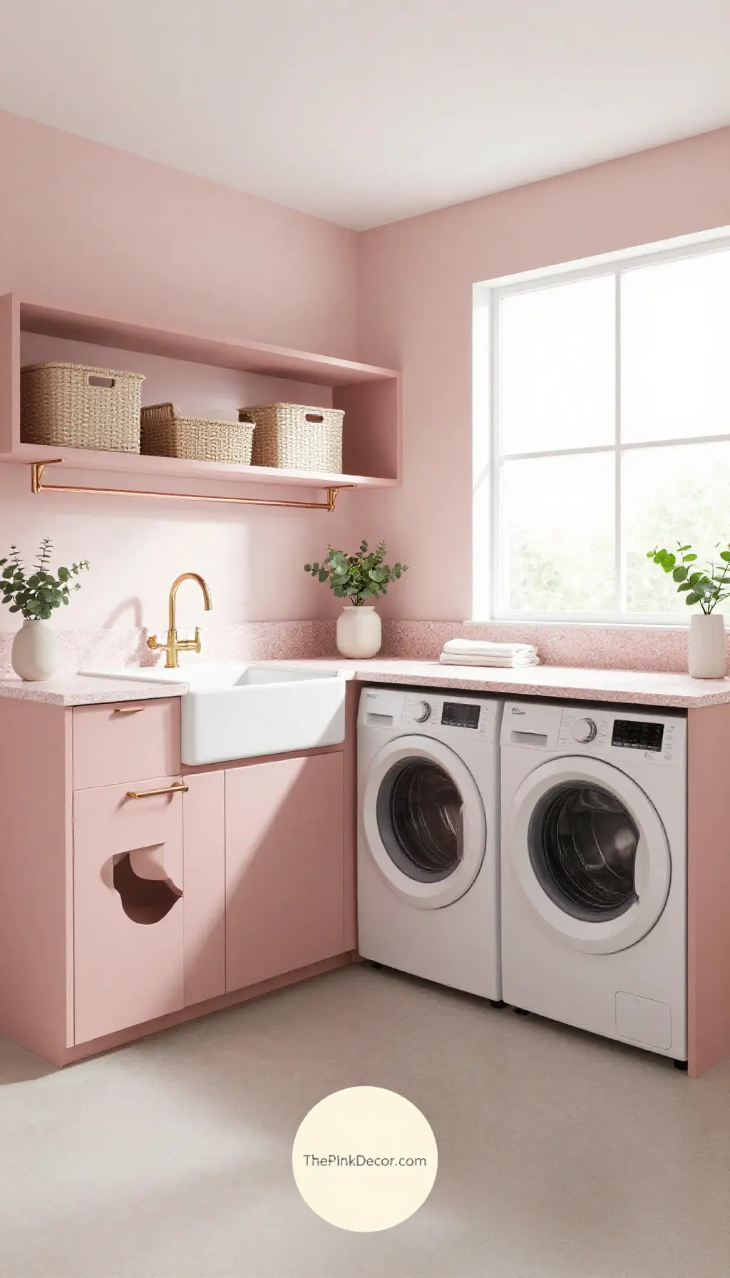 Complete Laundry Room with pink decor elements