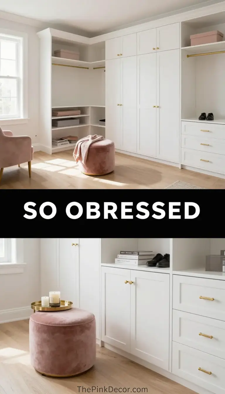 Rose Quartz Velvet Boutique Closet with Brass Accents - Closet - The Pink Decor