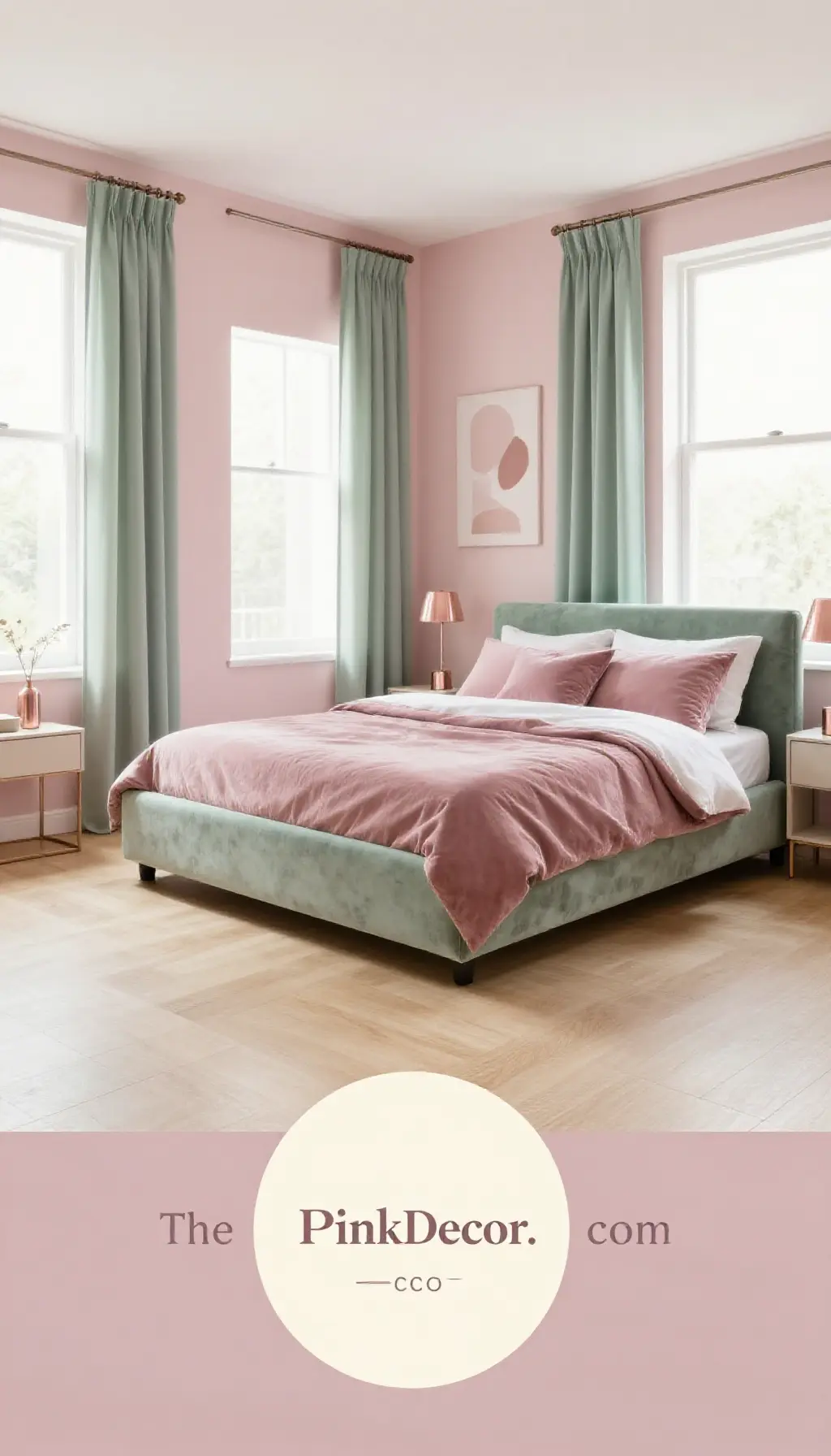 Complete Bedroom with pink decor elements