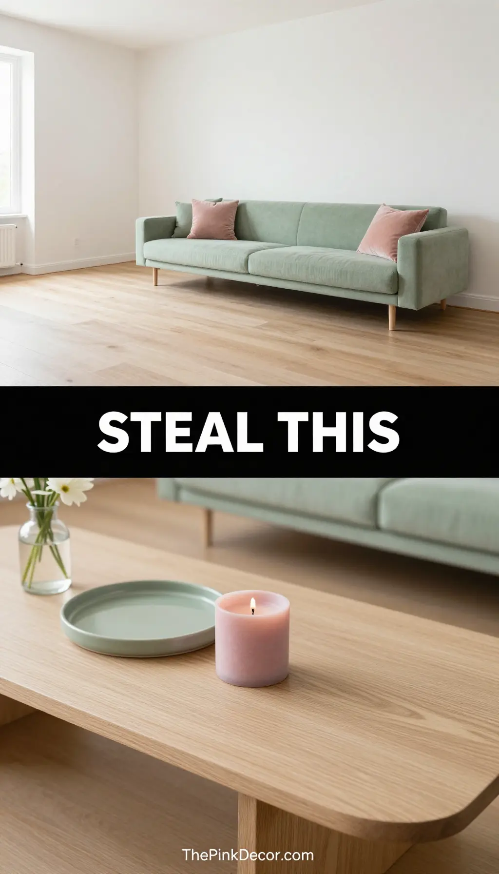 Velvet Blush and Sage Minimalist Sanctuary - Bedroom - The Pink Decor